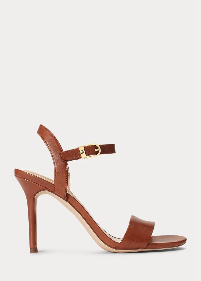 Sandały Lauren Damska Brązowe Gwen Burnished Leather 512849-SUO